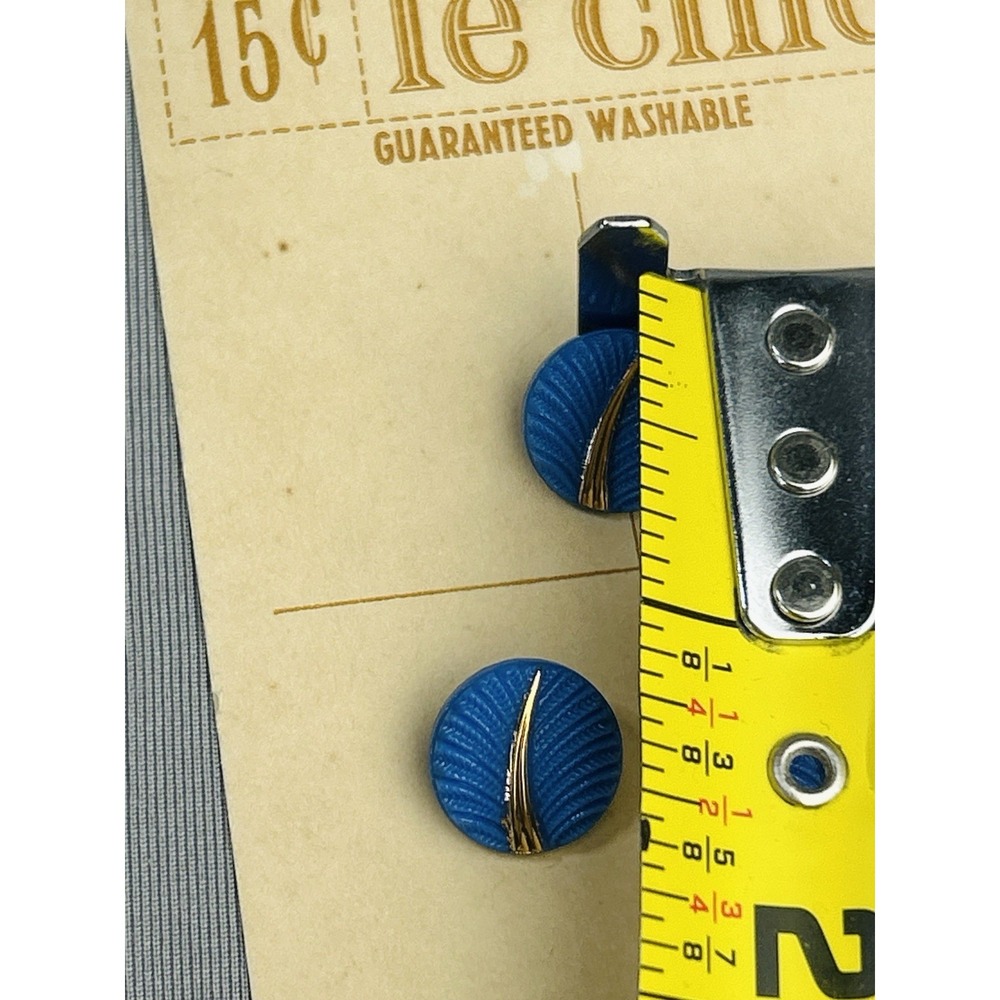 Cornflower Blue & Gold Plastic Le Chic Buttons NEW On Card Set Of 3 - Picture 3 of 8